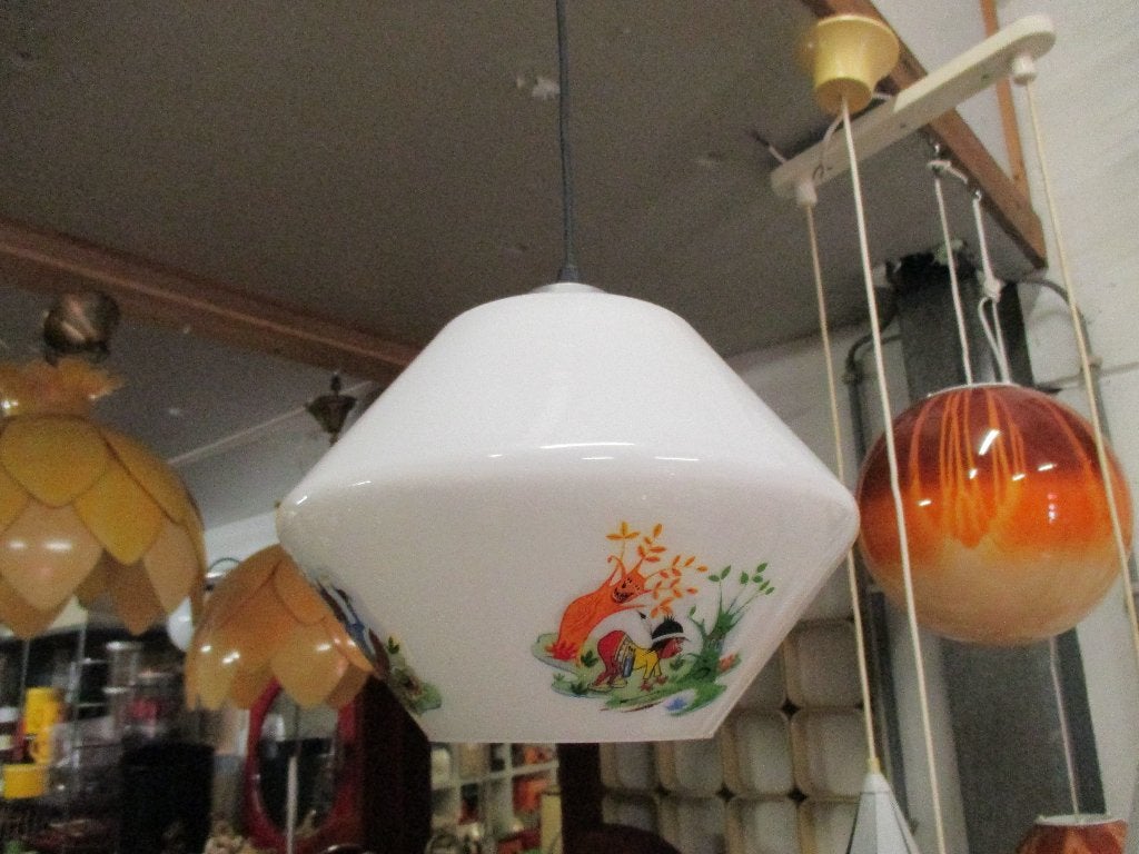 jaren 60 design hanglamp wit glas retro 1960s, Kinderen en Baby's, Gebruikt, ?, Lamp, ?