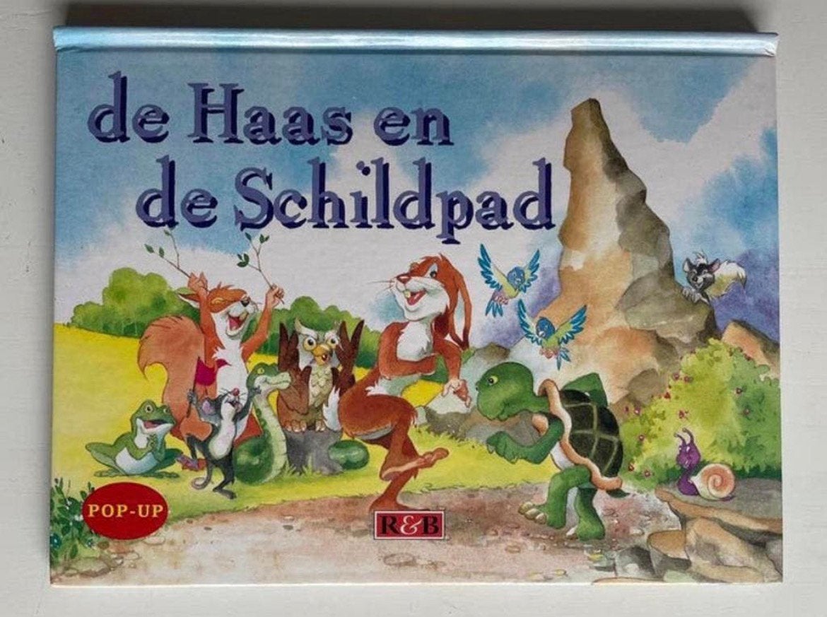 Pop up boek de Haas en de Schildpad erg mooi!, Boeken, Uitklapboek, Jongen of Meisje, Ophalen of Verzenden, Zo goed als nieuw