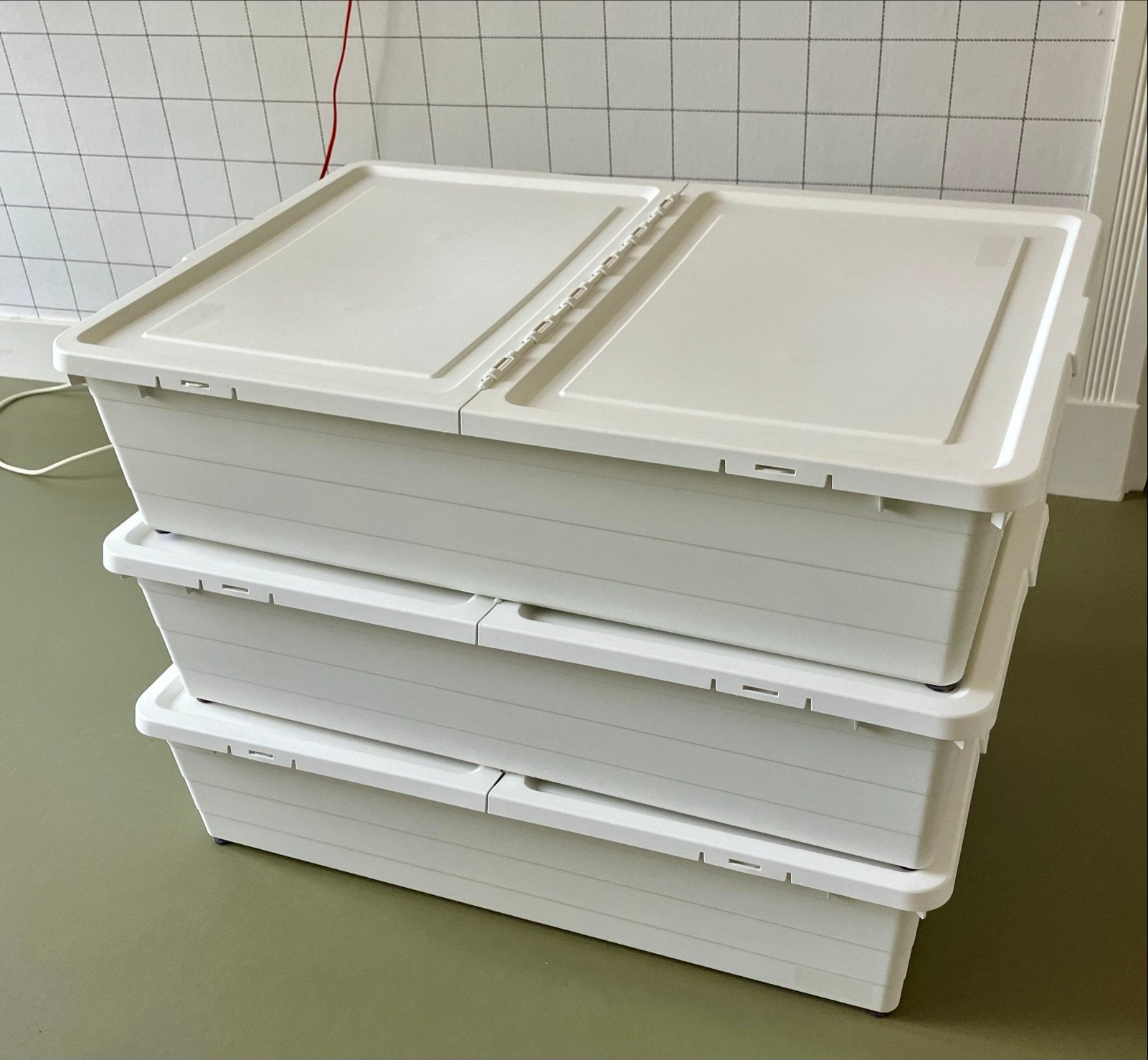 IKEA Sockerbit opbergboxen met deksel (3 stuks), Huis en Inrichting, Ophalen, Kunststof, 50 tot 100 cm, Zo goed als nieuw