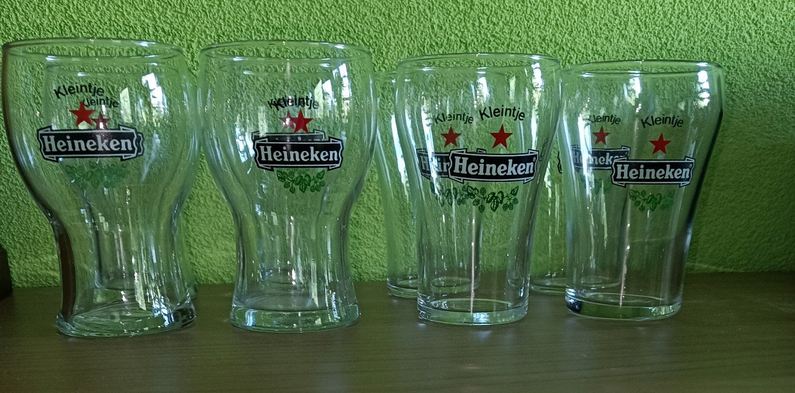 Vintage Heineken 'Kleintje' bierglazen - Set van 8, Ophalen of Verzenden, Zo goed als nieuw, Glas of Glazen, Heineken