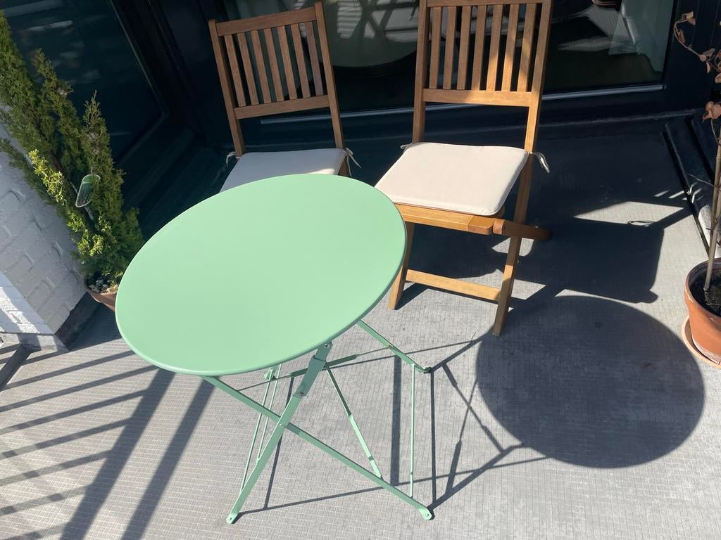 Bistrostoeltjes hardhout + tafel - voor tuin of balkon, Tuin en Terras, Gebruikt, Eettafel, Tuinset, Hout