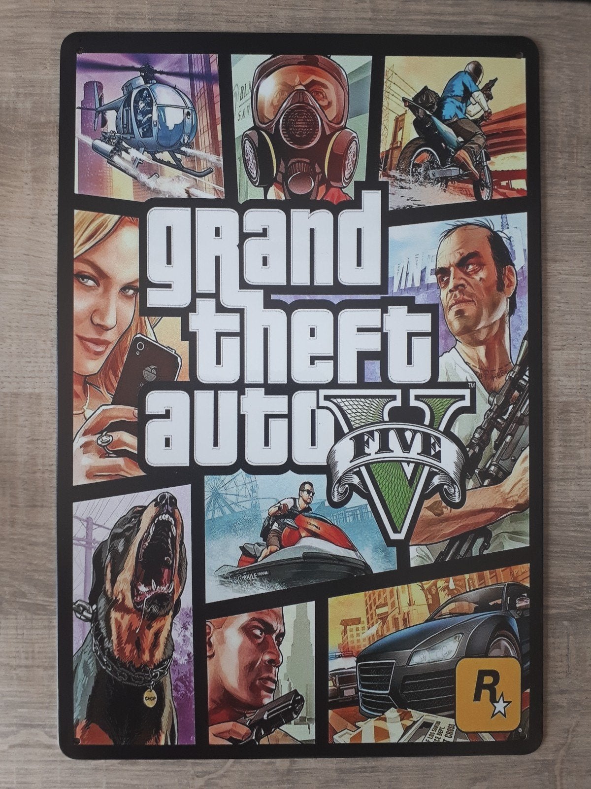 GTA V 20x30 cm Metalen Reclamebord, Verzamelen, Ophalen of Verzenden, Nieuw, Reclamebord