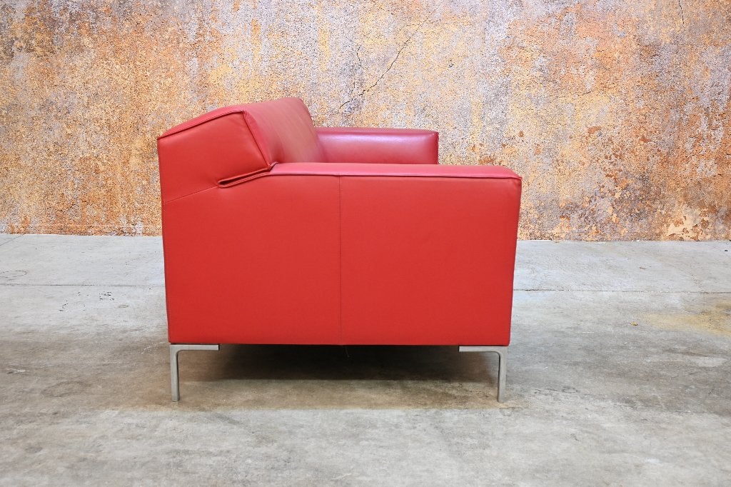 ZGANieuw rode leren Design on Stock Bloq bank, Design on Stock, 75 tot 100 cm, Ophalen of Verzenden, Rechte bank