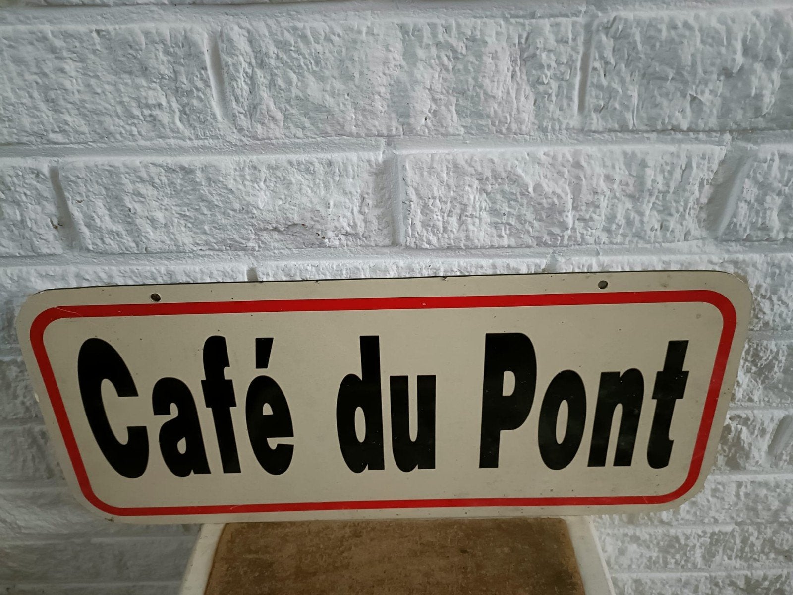 Vintage Frans winkel Bord "Café du Pont" dubbelzijdig, Ophalen of Verzenden, Gebruikt, Reclamebord