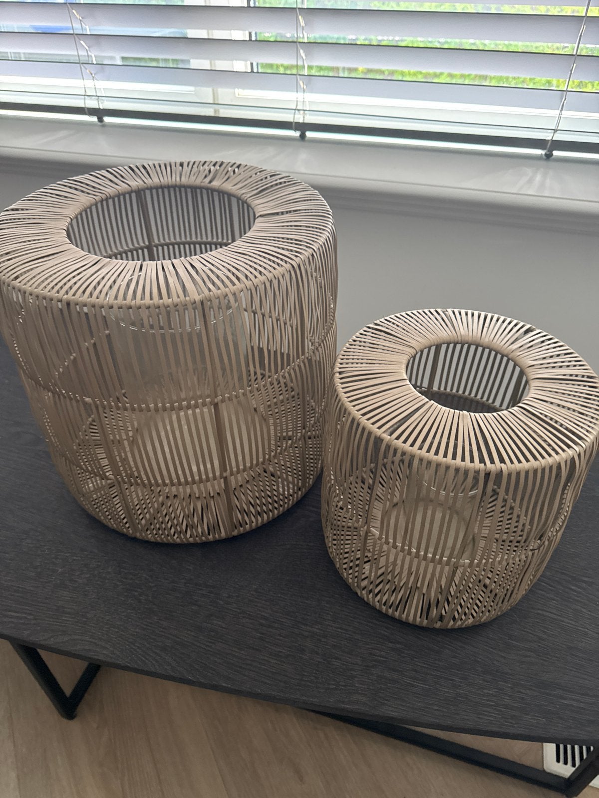 Colmore Windlichten Kaarsenhouder Gevlochten Beige Metaal, Ophalen of Verzenden, Zo goed als nieuw, Beige, Metaal