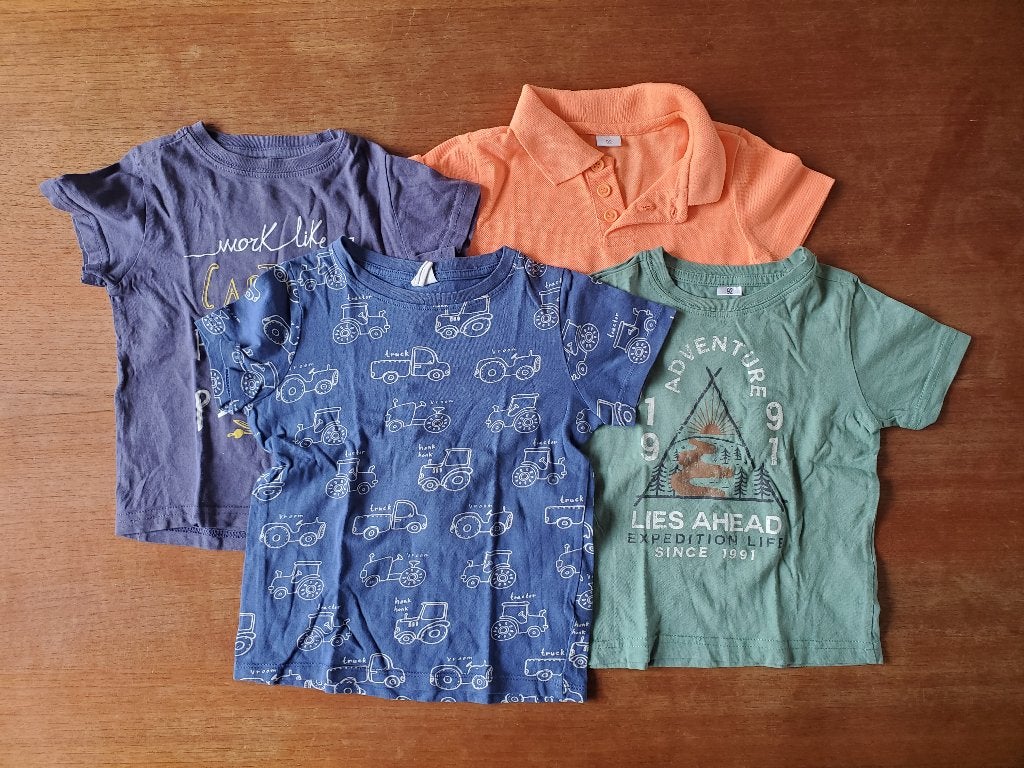 4 x t-shirt maat 92 - korte mouw, Gebruikt, H&M, Ophalen of Verzenden, Shirt of Longsleeve