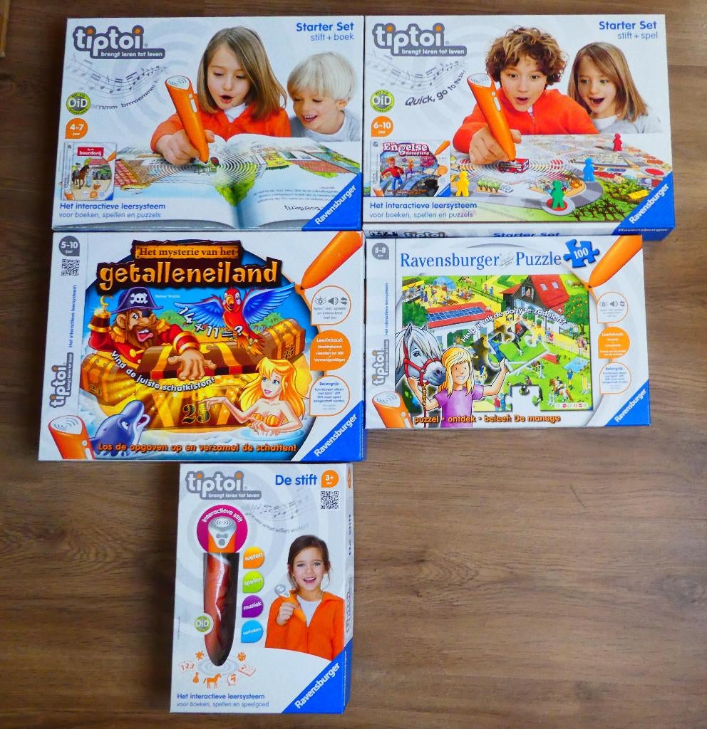 Tiptoi set pen/stift + 4 spellen vanaf 4 jaar., Ophalen of Verzenden, Zo goed als nieuw, Taal en Lezen