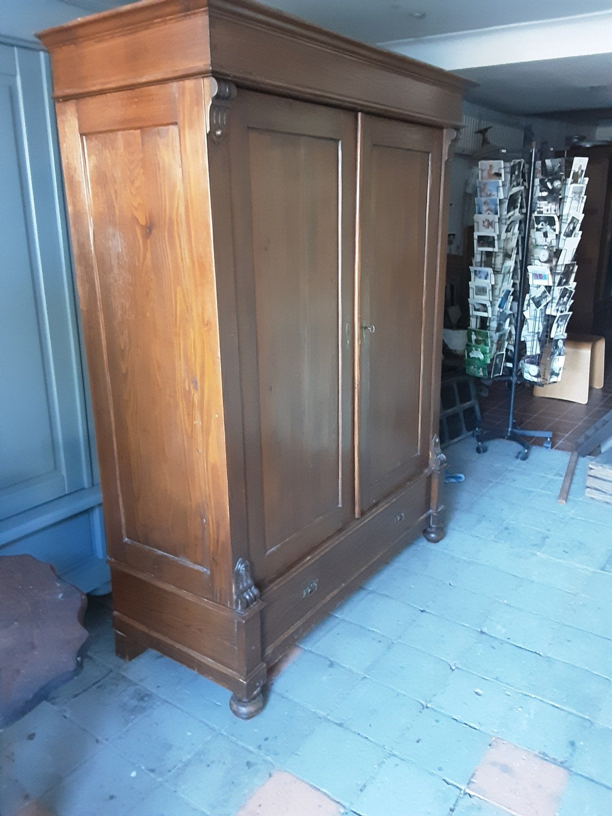 Brocante grenen kast kledingkast meidenkast DEMONTABEL, Ophalen, Gebruikt