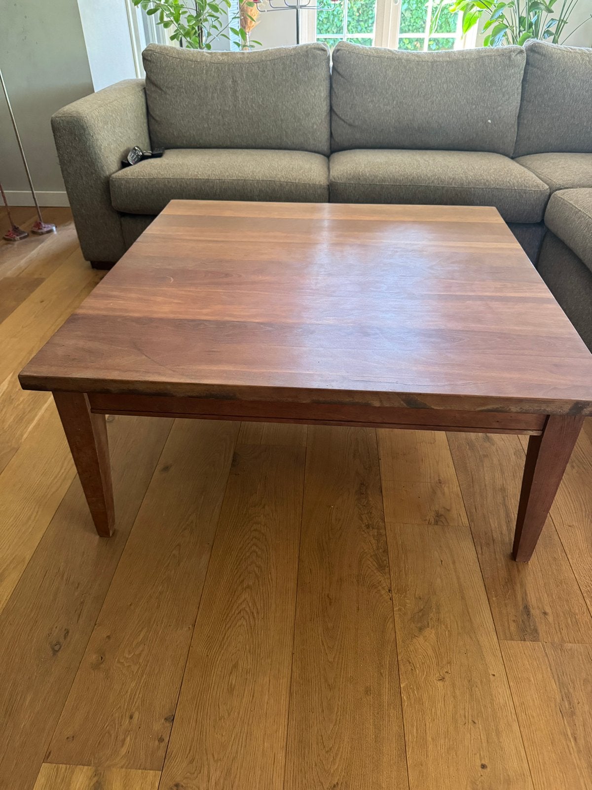 Vierkante kersenhouten salon tafel, Ophalen, 50 tot 100 cm, Vierkant, 50 tot 100 cm
