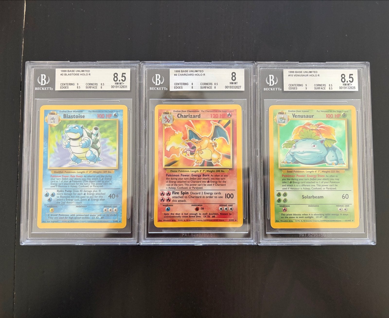 Pokémon Base Set Trio: Charizard, Venusaur, Blastoise BGS, Ophalen of Verzenden, Zo goed als nieuw, Meerdere kaarten