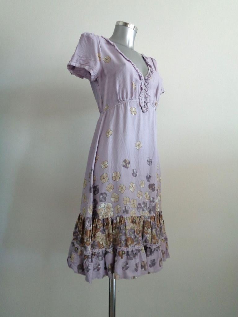 Noa Noa jurk maat small viscose origineel, Kleding | Dames, Jurken, Verzenden, Paars, Zo goed als nieuw, Knielengte