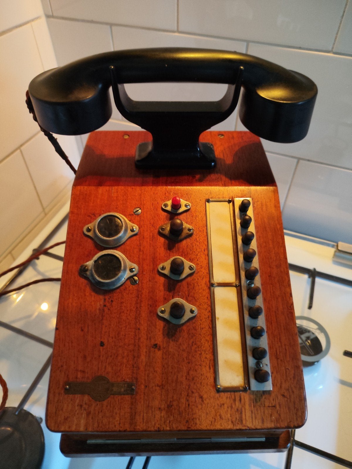 Antieke telefoon hout/bakeliet / N.V. Nederlandsche Huis-Tel, Antiek en Kunst, Ophalen