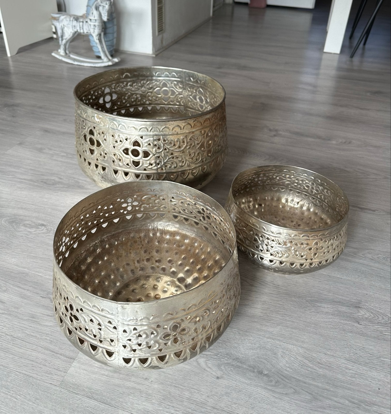 Braxton Home Opberg Manden Goudkleurig - Set van 3, Overige materialen, Mand, Rond, Ophalen of Verzenden