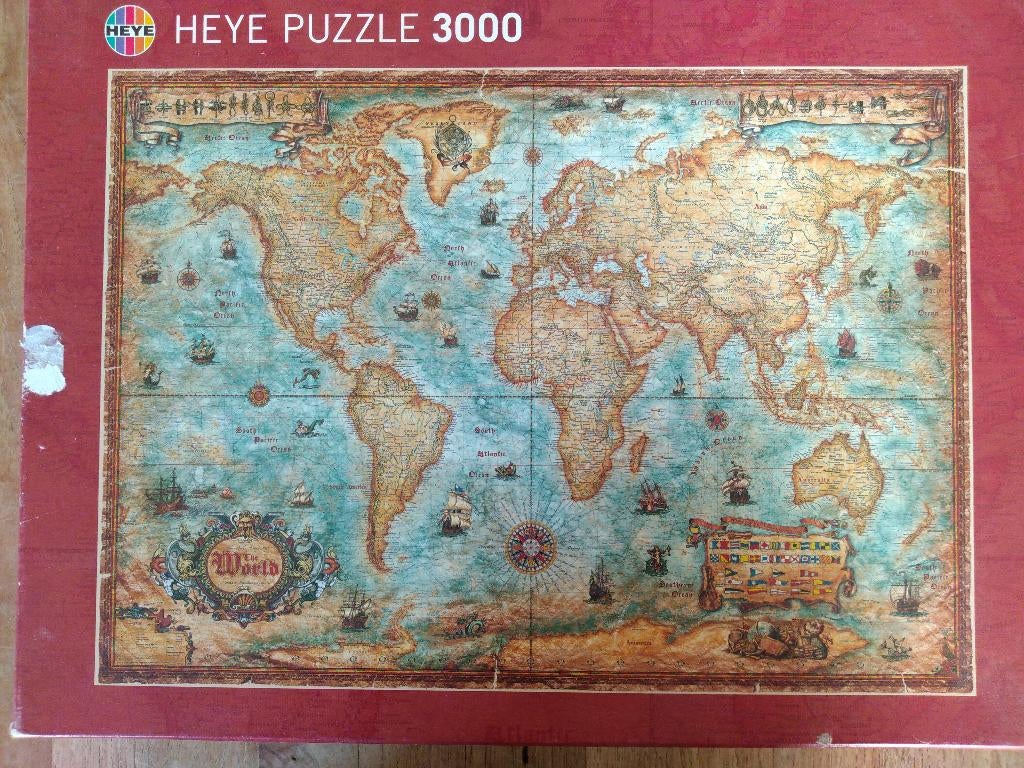 Heye Puzzle 3000 stukjes The World, Hobby en Vrije tijd, Ophalen of Verzenden, Meer dan 1500 stukjes, Gebruikt, Legpuzzel