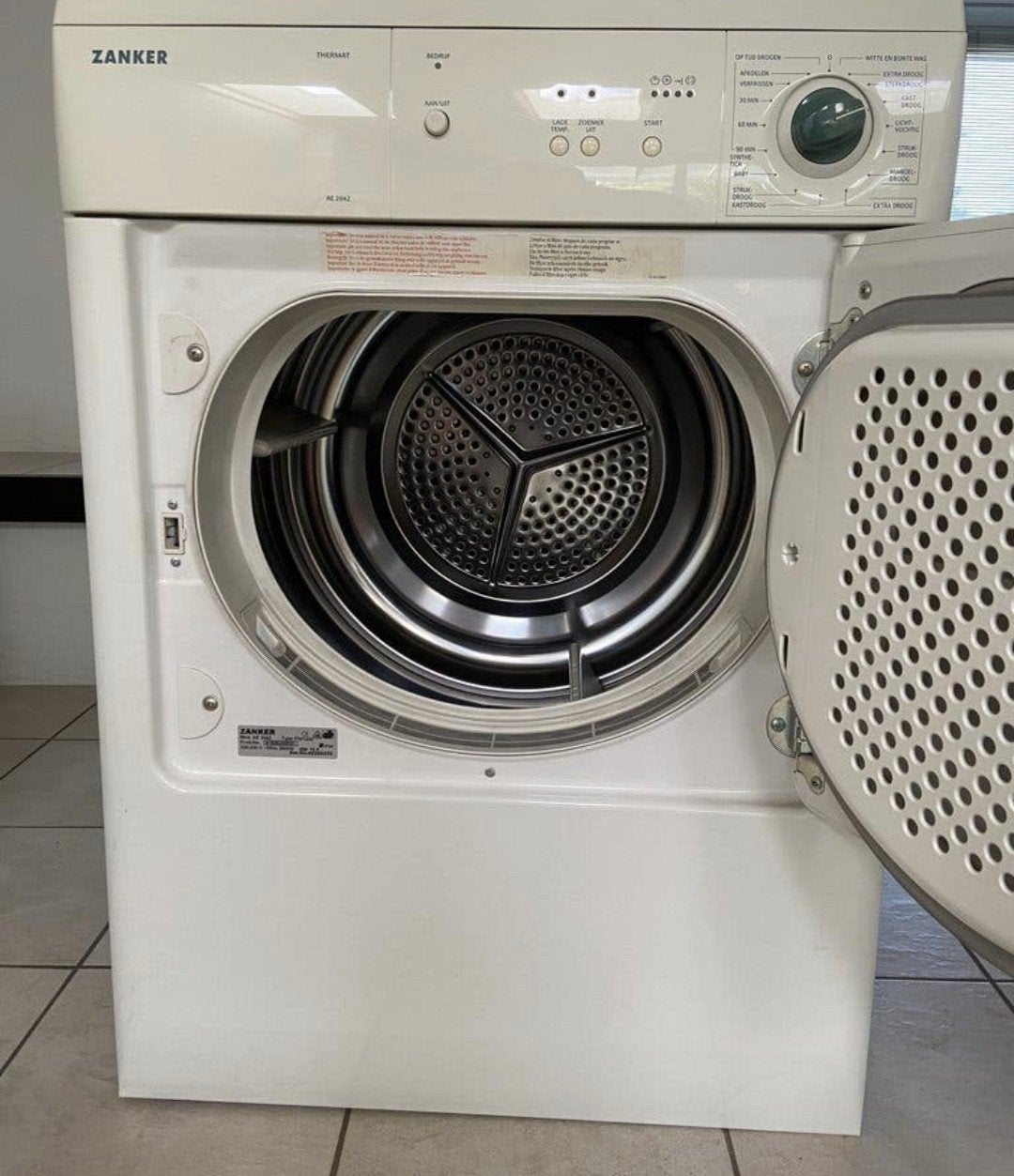 Zanker Thermat AE 2042 droger 4-6 kg met afvoerslang, Ophalen, Gebruikt, Luchtafvoer, 4 tot 6 kg