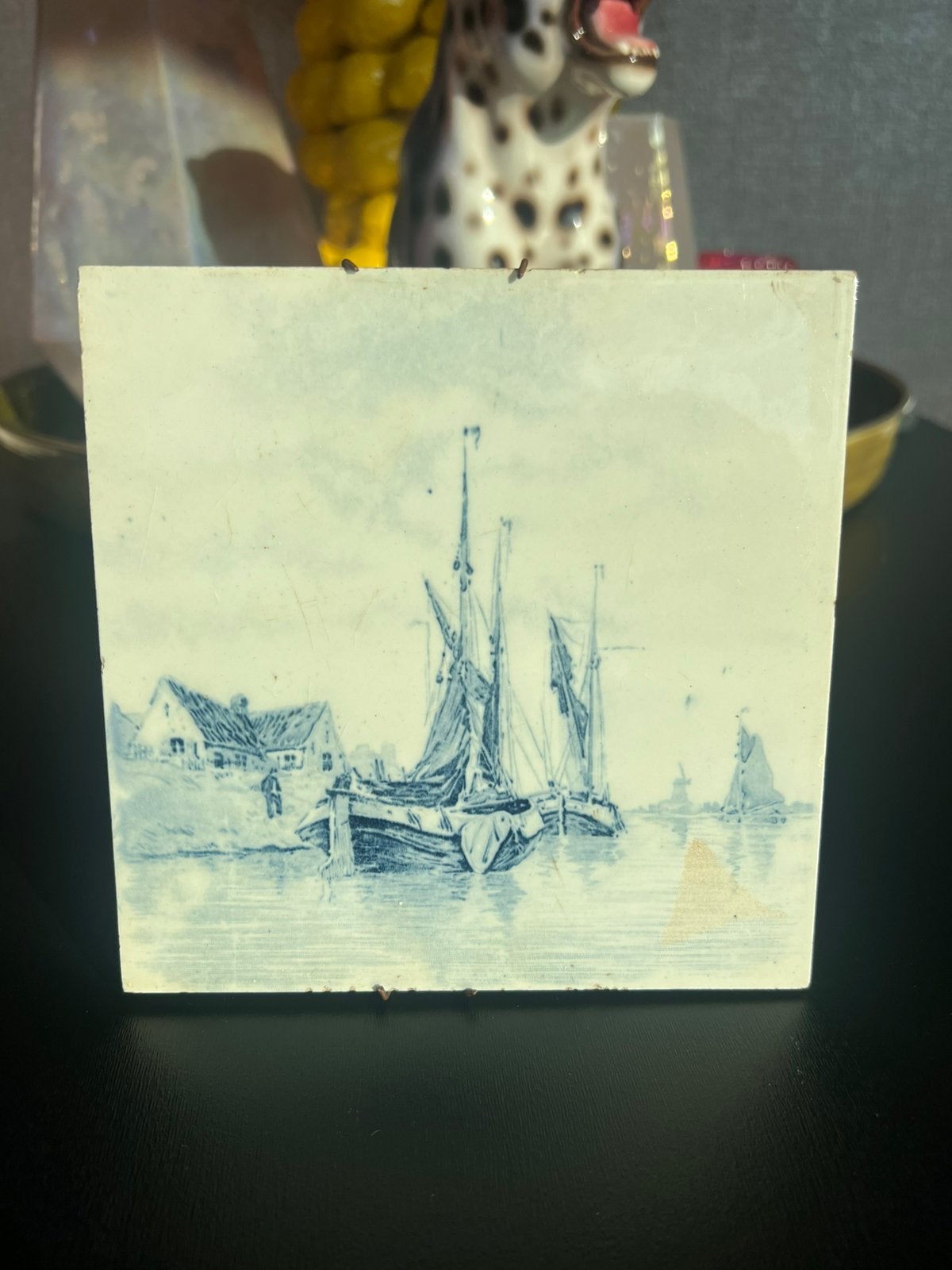 Oude antieke keramische tegel, Ophalen of Verzenden