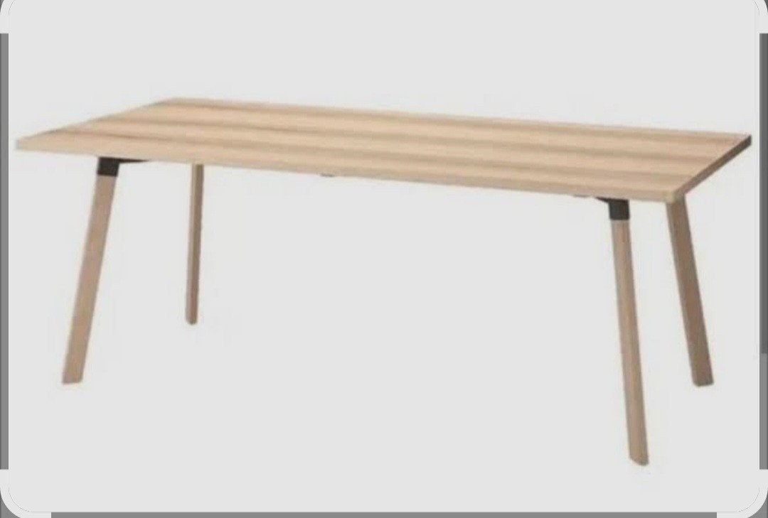 IKEA YPPERLIG eettafel met twee bankjes, Overige houtsoorten, Gebruikt, Modern Scandinavisch, 150 tot 200 cm