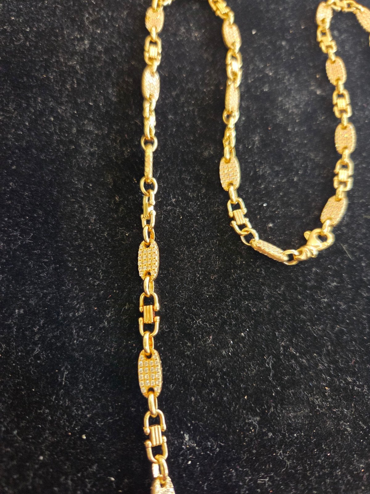14 k gouden platte ketting met stenen 43,2 gram 70,5 cm, Sieraden, Tassen en Uiterlijk, Kettingen, Ophalen of Verzenden, Nieuw