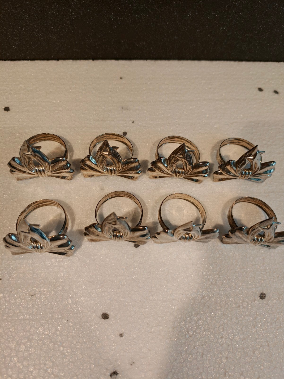 Set van 8 verzilverde servetringen van Godinger, Antiek en Kunst, Antiek | Goud en Zilver, Ophalen of Verzenden, Zilver