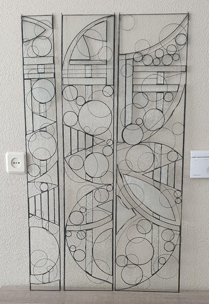 Design drieluik handgemaakt, draad en glas, Ophalen, Overige typen, Zo goed als nieuw, 75 cm of meer