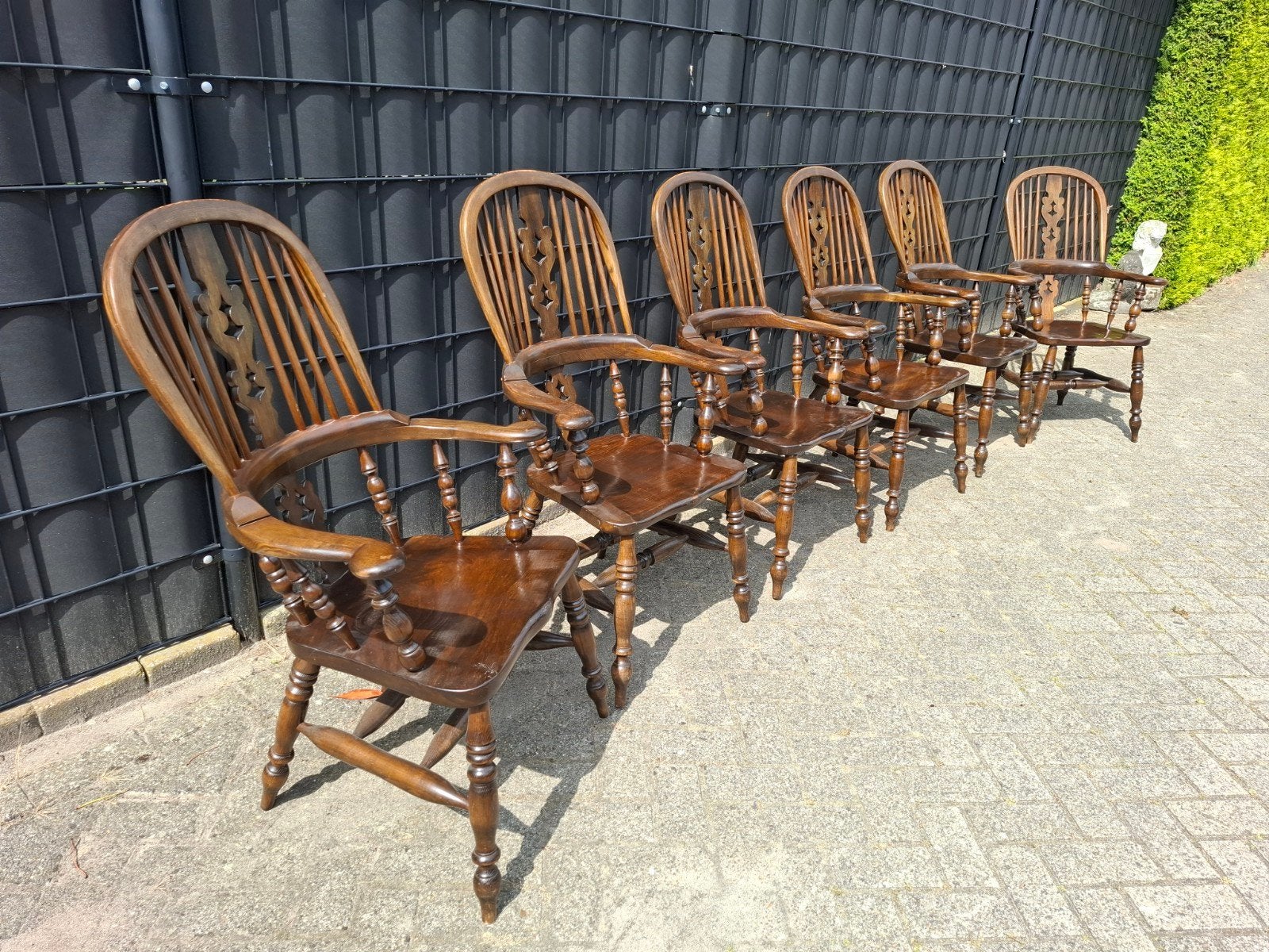 Vintage Windsor armstoel stoelen unieke 6dlg set. Zie omschr, Huis en Inrichting, Stoelen, Ophalen, Bruin, Zo goed als nieuw, Vijf, Zes of meer stoelen