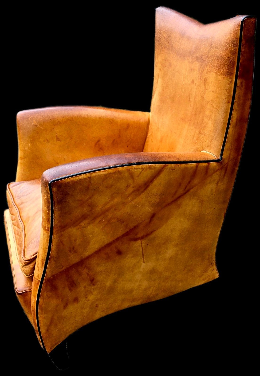Vintage Leren Fauteuil - Cognac Kleur Bart van Bekhoven, Ophalen of Verzenden