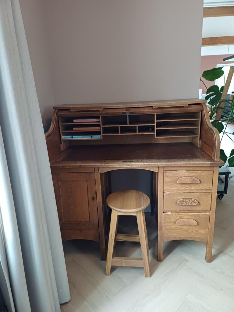 Antieke Secretaire begin 20e eeuw - Eikenhout, Antiek en Kunst, Ophalen of Verzenden