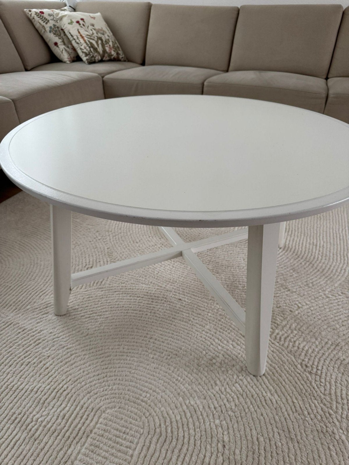 Witte ronde salontafel/bijzettafel, uitschuifbaar, Ophalen of Verzenden, Rond, 50 tot 100 cm, 50 tot 100 cm