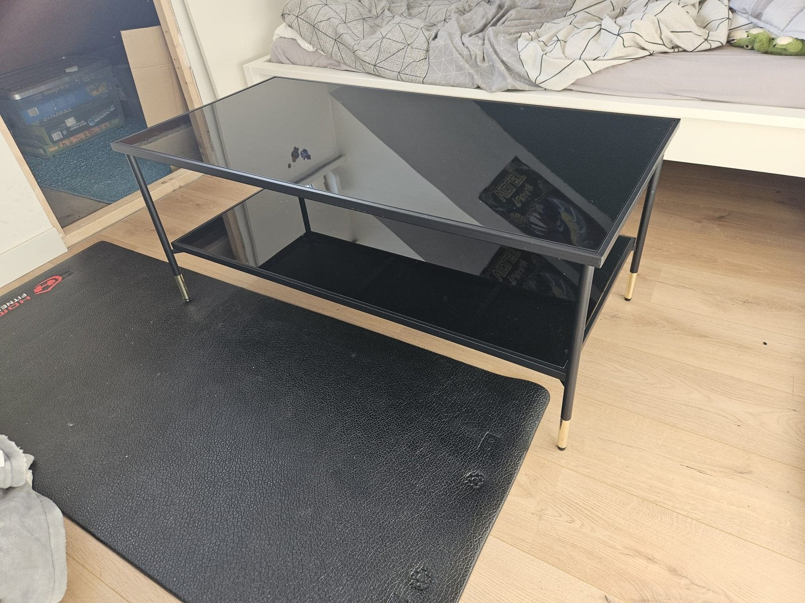 Salontafel zwart/glas, Ophalen, Gebruikt, 100 tot 150 cm, 50 tot 100 cm