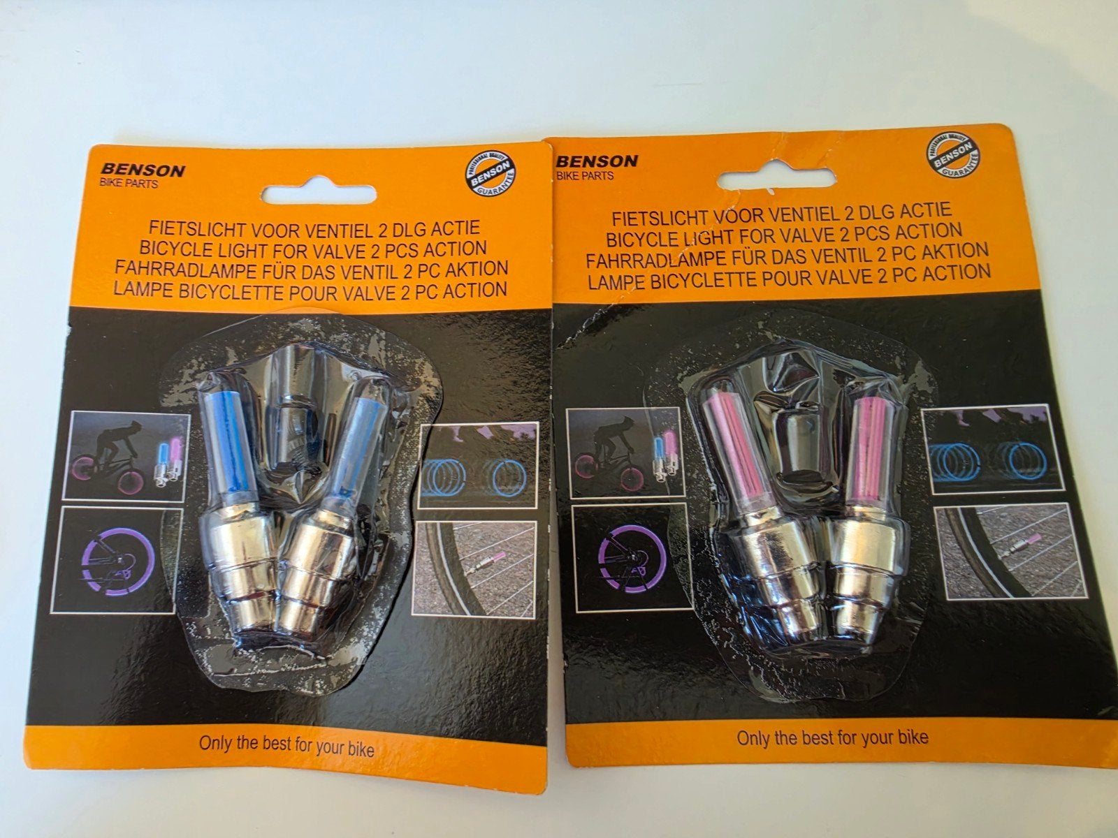 Nieuwe Benson Fietsventiellampjes (2 stuks), Ophalen of Verzenden, Nieuw, Batterij, Verlichtingsset