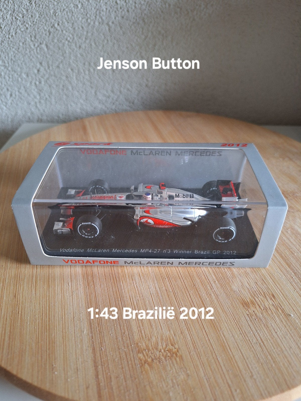 F1 Jenson Button Braziliaanse GP 2012 Mclaren 1:43., Ophalen of Verzenden, Nieuw, Formule 1