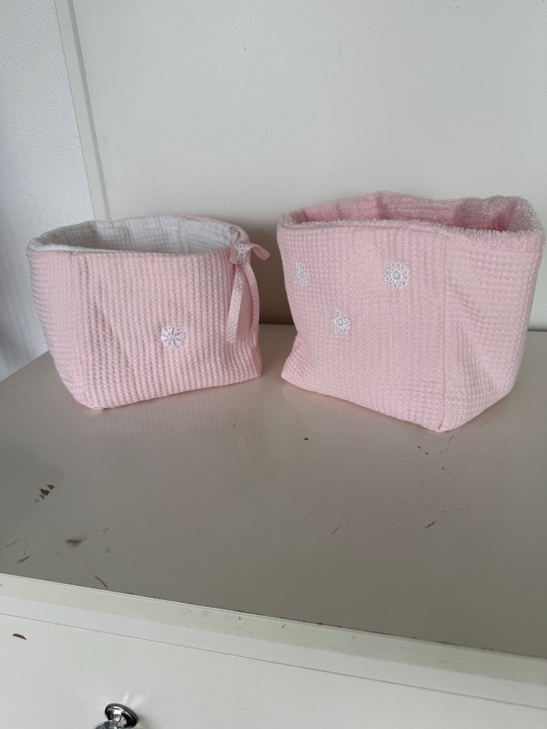 2 Home made Mand roze wit badstof katoen Commode Schattig, Ophalen of Verzenden, Nieuw, Overige typen, Overige merken