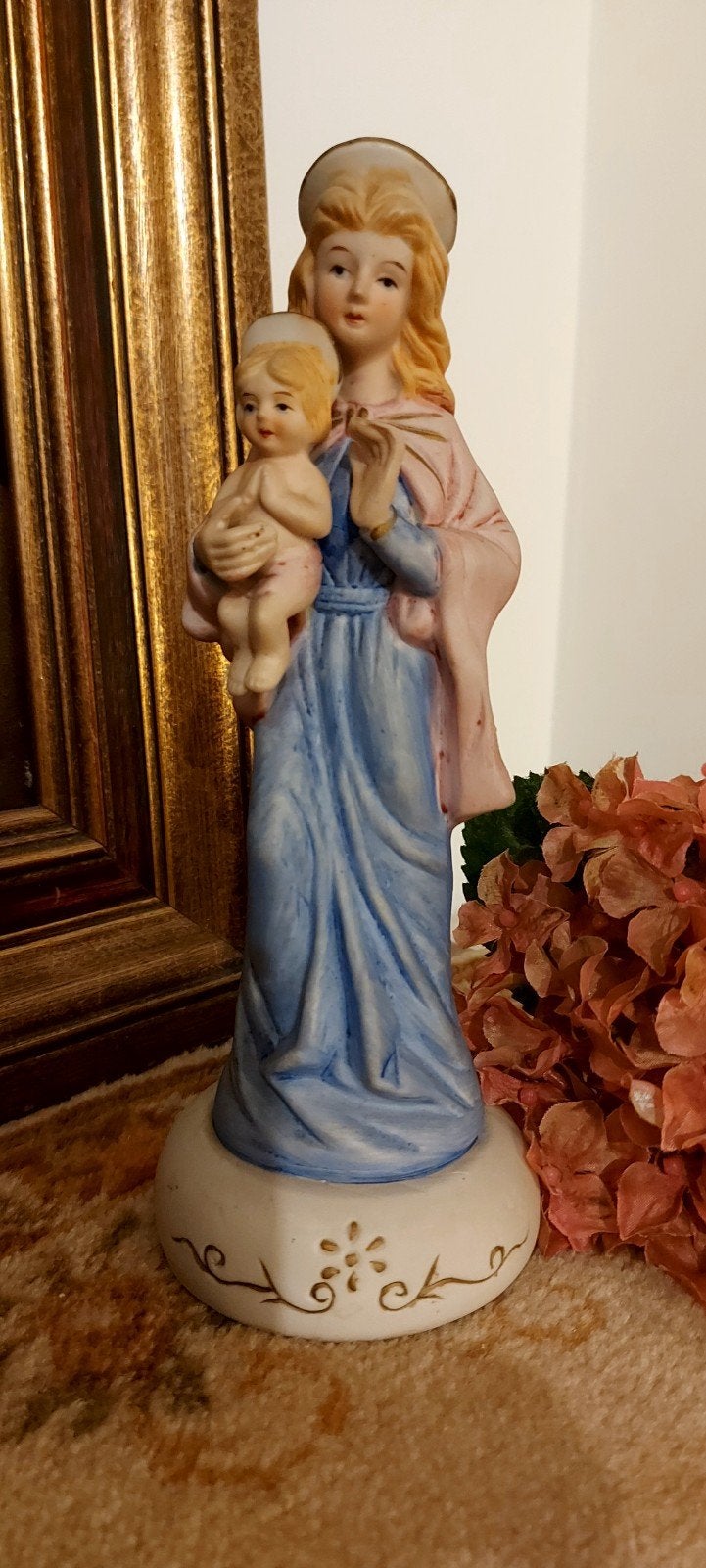 Prachtig porseleinen Mariabeeld met Kindje Jezus op de, Antiek en Kunst, Ophalen of Verzenden