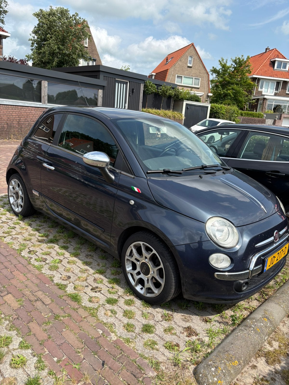 Fiat 500 1.4 16V 73KW C 2008 Blauw, Auto's, Fiat, Voorwielaandrijving, 31 €/maand, 4 cilinders, 100 pk