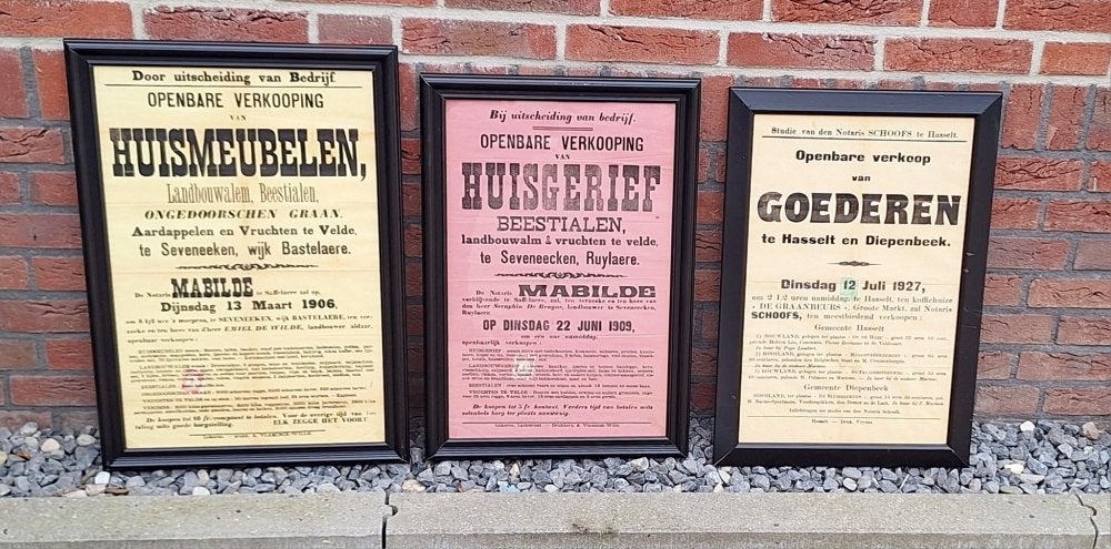 Toffe antieke affiches vanuit België van openbare verkooping, Ophalen, Met lijst, A1 t/m A3, Overige onderwerpen