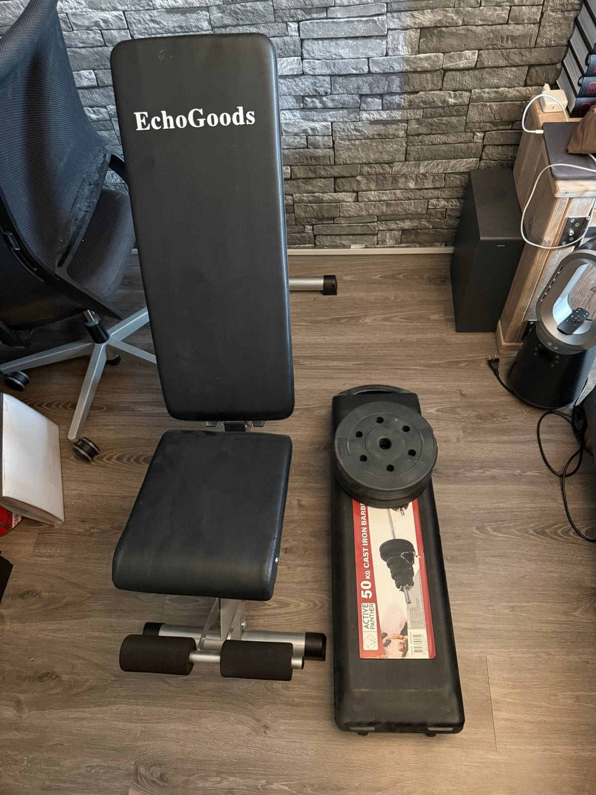 Verstelbare Fitnessbank + 50 kg Halterschijven Set, Ophalen, Zo goed als nieuw, Halterset