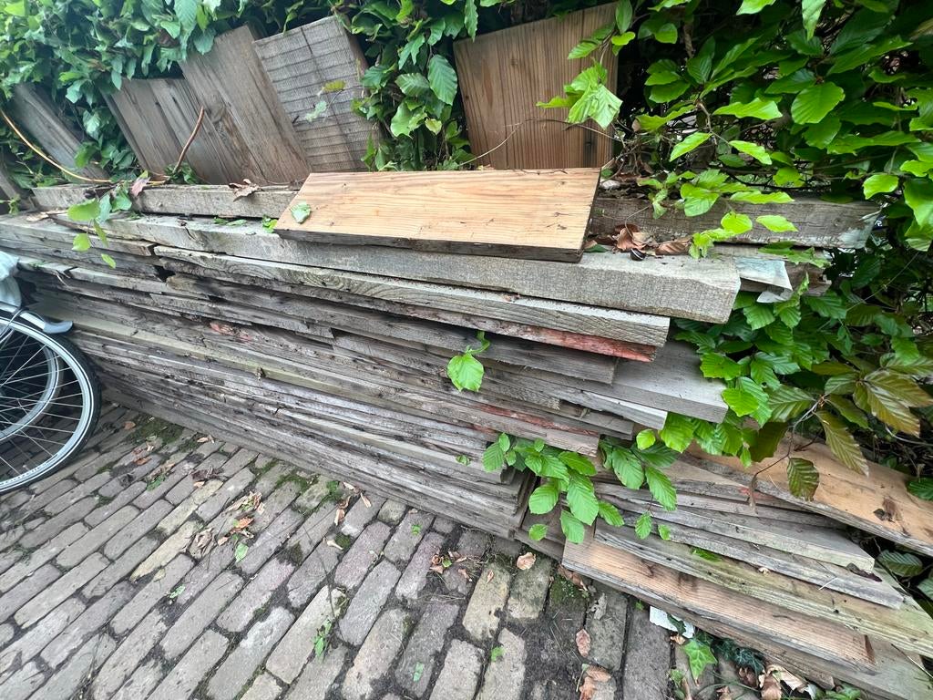 Diverse Douglas houten planken en balken, Gebruikt, 25 tot 50 mm, Ophalen of Verzenden, Balk