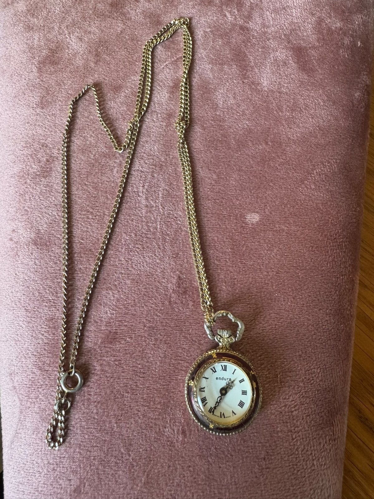 Vintage Endura Zakhorloge met Ketting - Swiss Made, Overige merken, Zakhorloge, Met ketting, Zilver
