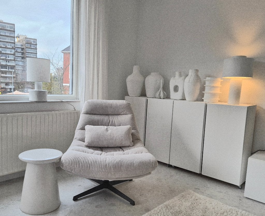 Draaifauteuil draaistoel met kussen Keijser & Co Loft24, Ophalen, Goossens Loft Japandi Hotel Chique Landelijk VT Wonen, 75 tot 100 cm