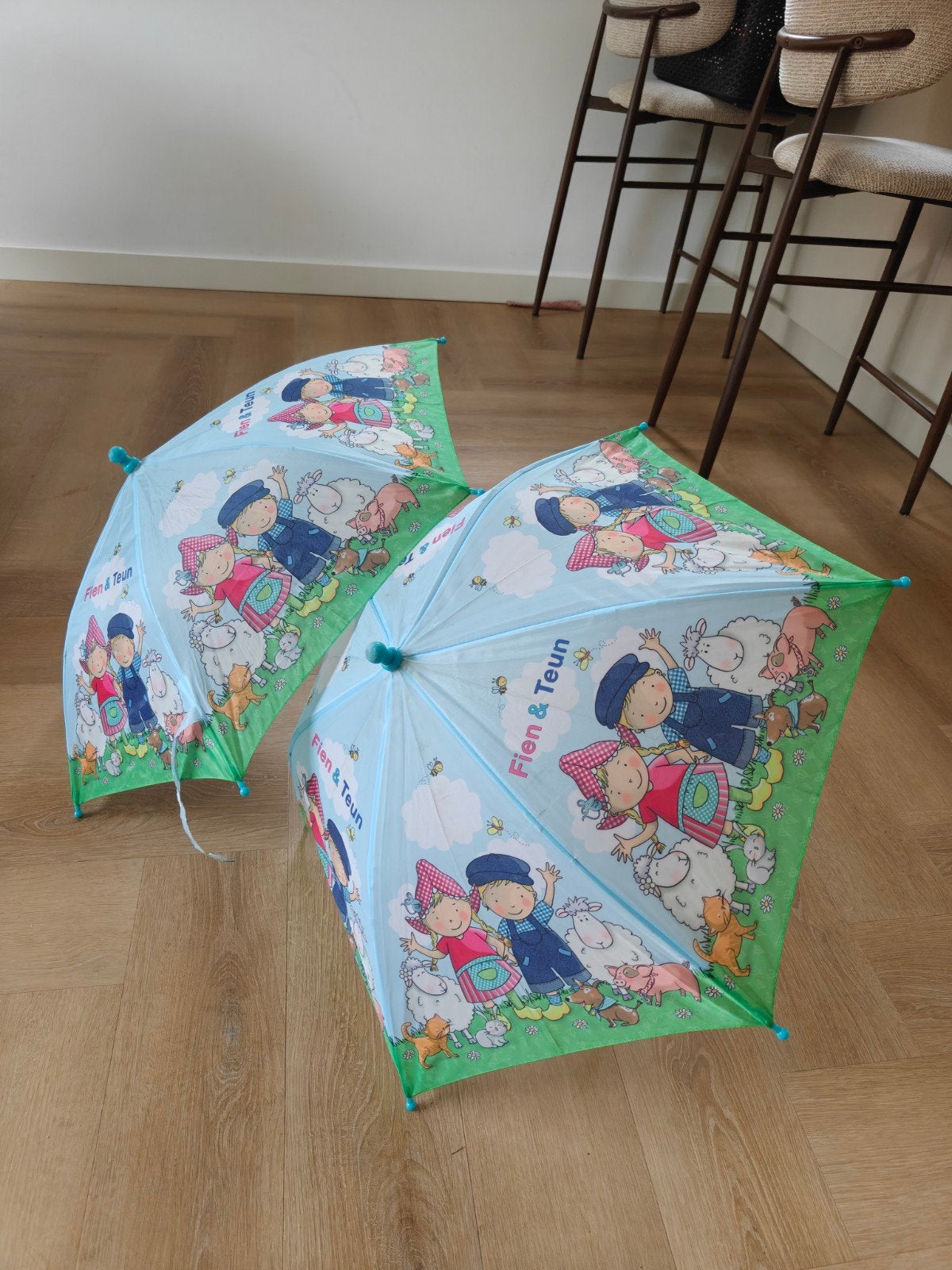 2x Fien & Teun kinderparaplu's, Ophalen, Gebruikt