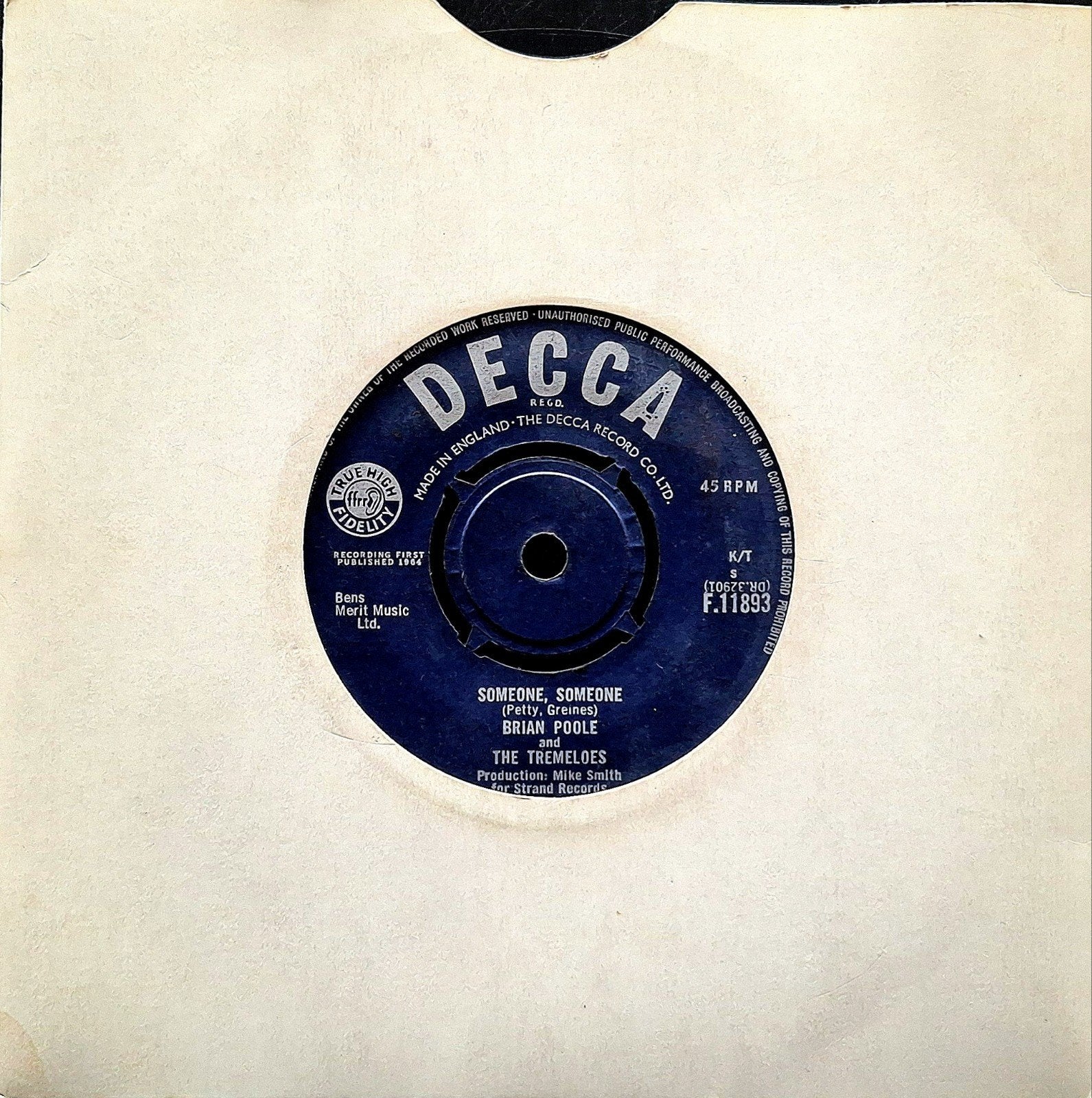 7"/SINGLE  BRAIN POOLE & THE TREMELOES - Someone Someone, Ophalen of Verzenden, Gebruikt, Pop