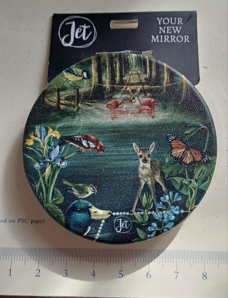 Make-up spiegeltje met natuurmotief voor in handtas, Gehele gezicht, Beige, Nieuw, Ophalen of Verzenden