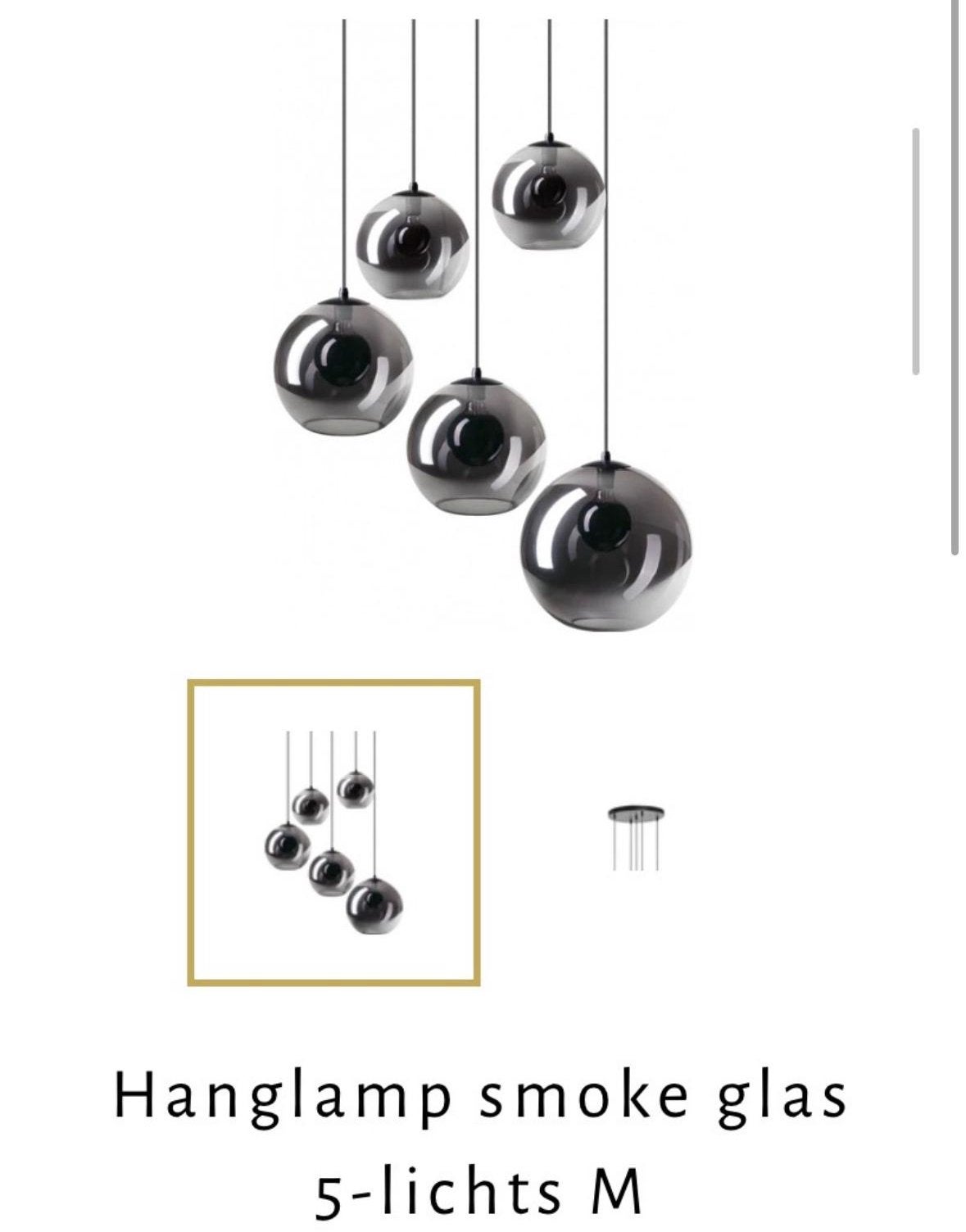 Riimi Living Smoke glas hanglamp, Huis en Inrichting, Ophalen, Nieuw, Glas, E14 (klein)