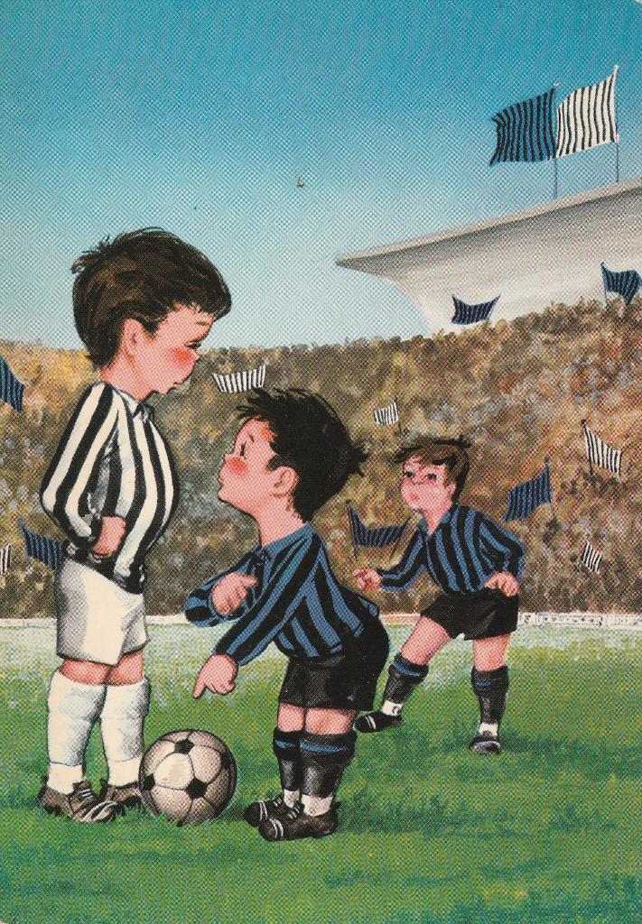 Kinder Kaart derby Juve-Inter 1973, Ophalen of Verzenden, 1960 tot 1980, Gelopen, Sport en Spel