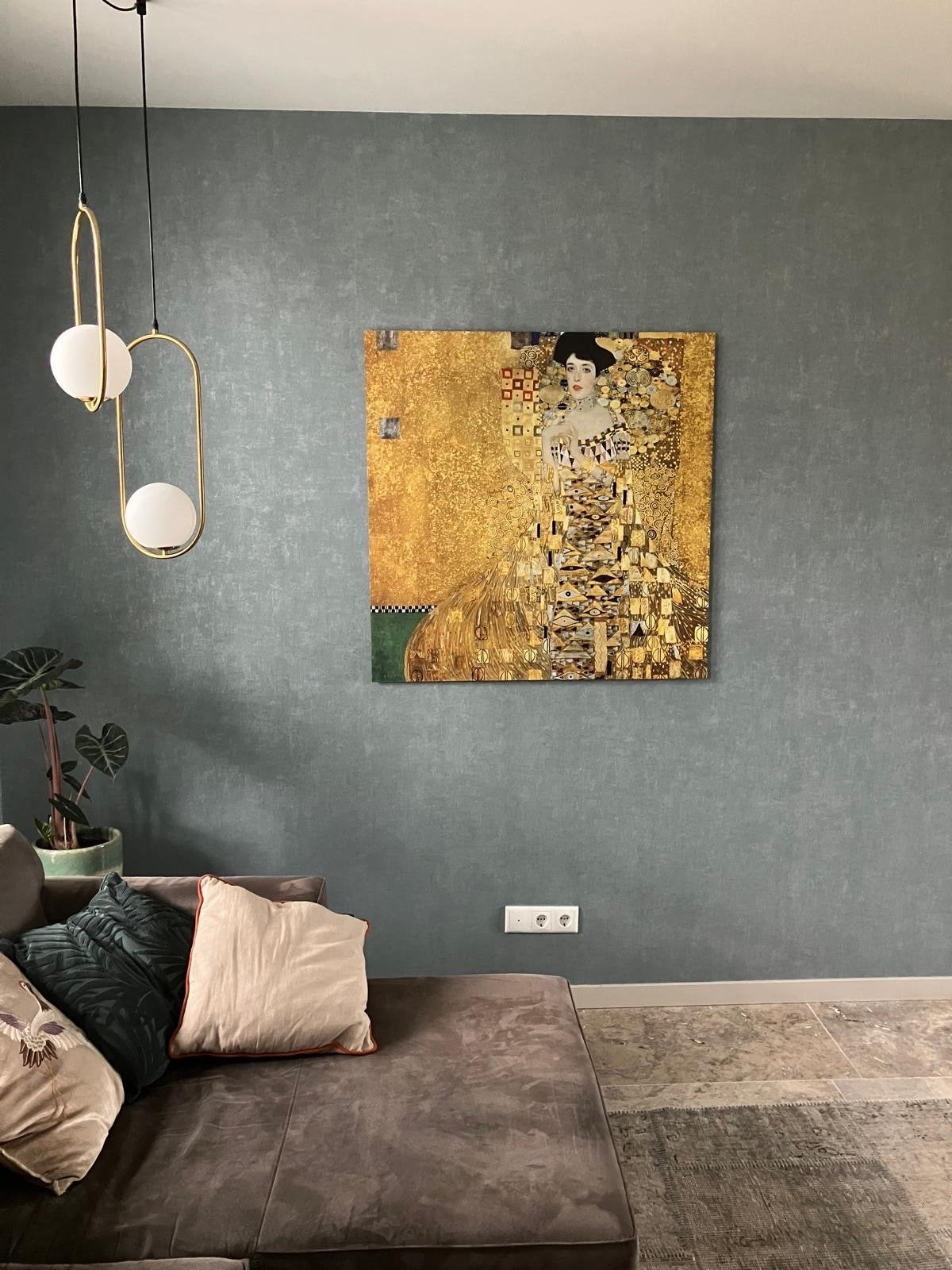 Klimt afbeelding op Dibond - 100x100 cm, Antiek en Kunst, Figuren, Print, Metaal, Ophalen