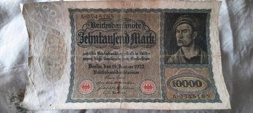Reichsbanknote 1922 DEUTSCHLAND, PAPIERGELD 10.000 mark, Postzegels en Munten, Bankbiljetten | Europa | Niet-Eurobiljetten, Ophalen of Verzenden