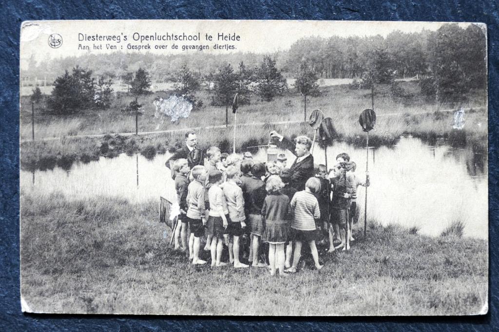 Gesprek over gevangen waterdiertjes, Openluchtschool Heide, Verzenden, 1920 tot 1940, Gelopen, Overige thema's