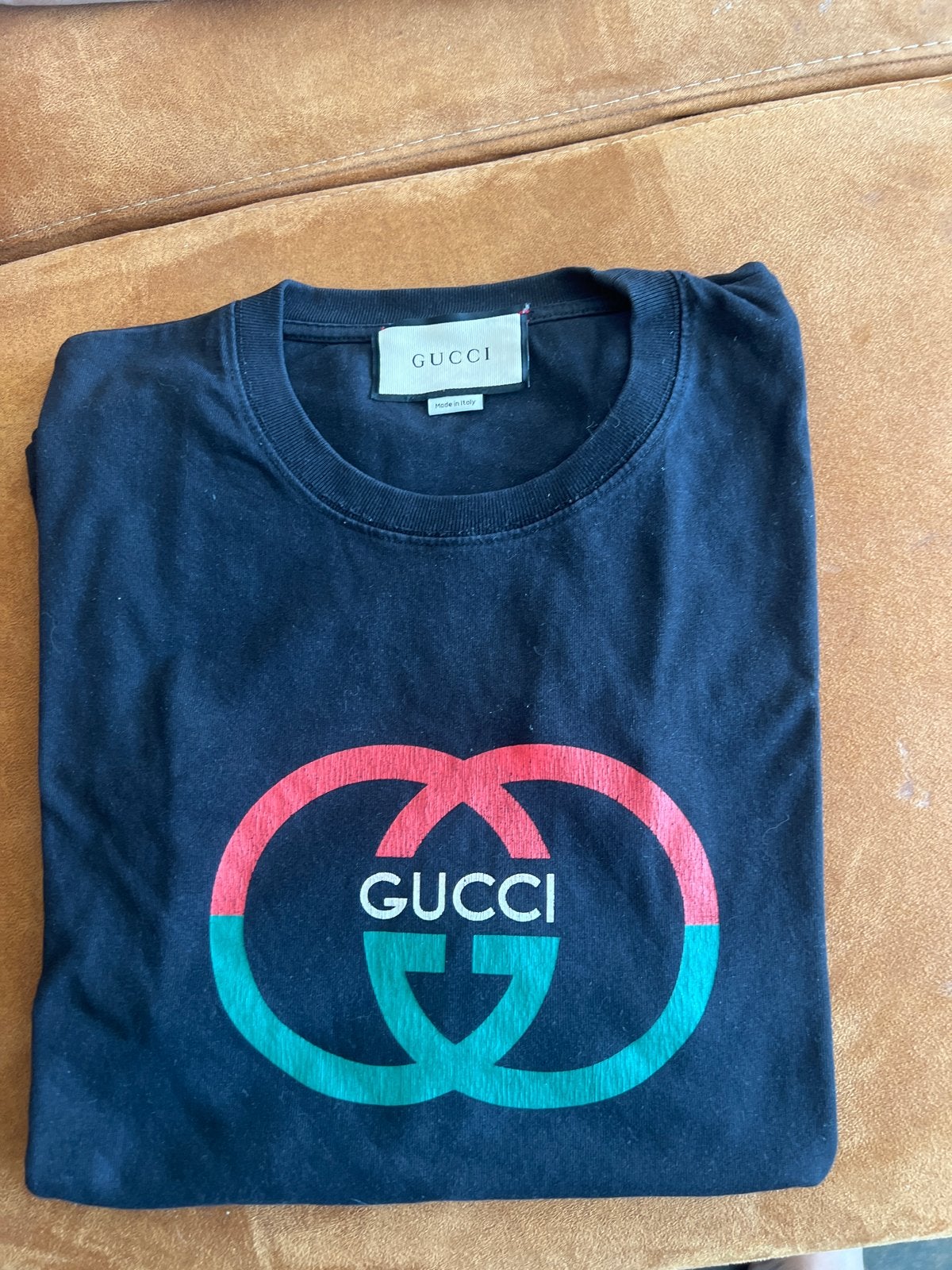 Gucci T-shirt met logo - Maat L, Ophalen of Verzenden, Zo goed als nieuw, Maat 52/54 (L), Zwart