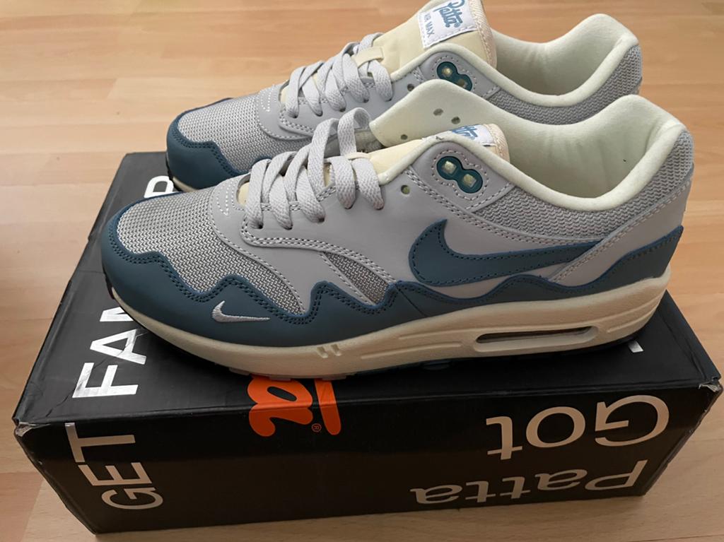 Nike Air Max 1 Patta Waves Noise Aqua maat 43, Kleding | Heren, Overige kleuren, Verzenden, Nieuw, Sneakers of Gympen