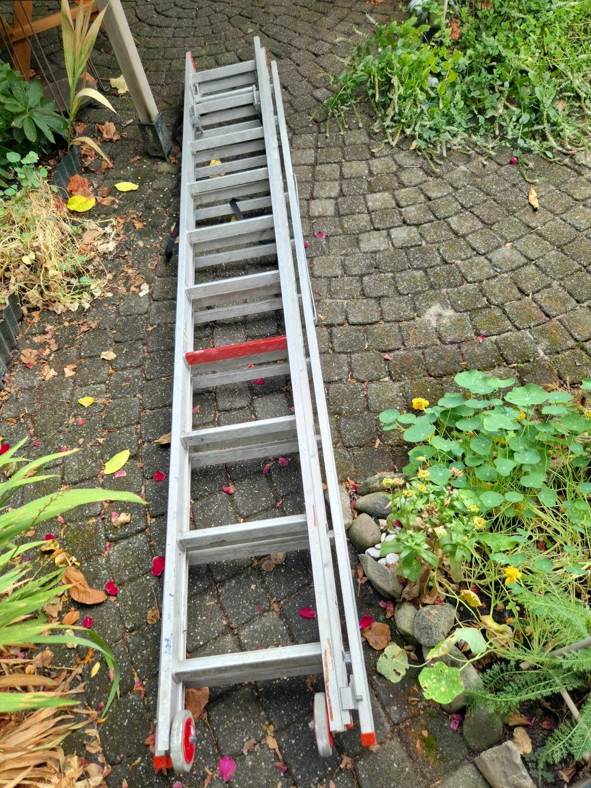 te koop 3 delige Altrex  ladder  2,84/7,30 m, Doe-het-zelf en Verbouw, Ladders en Trappen, Ophalen, Gebruikt, Ladder, Opvouwbaar of Inschuifbaar